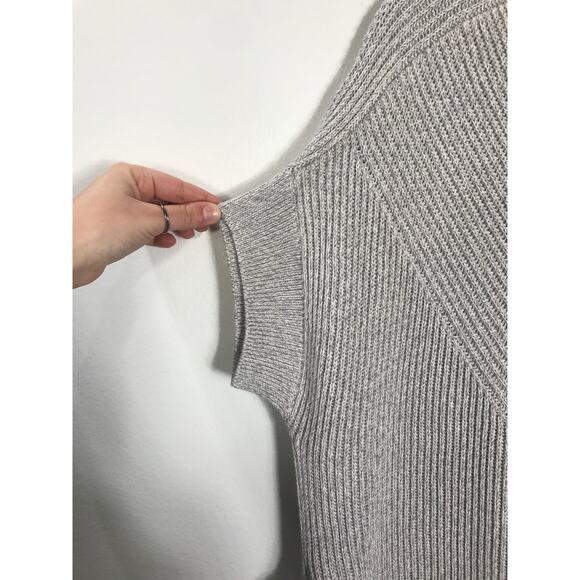 MaxMara Leisure Ribbed Mock Neck Side Split Tie Sides Gray Sweater One Size - Picture 7 of 9
